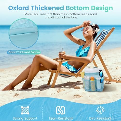 Portable Shower Caddy with 9 Pockets for Dorm Room and Travel Blue