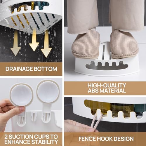 LEVERLOC Corner Shower Caddy 2 Pack Suction Cup Organizer