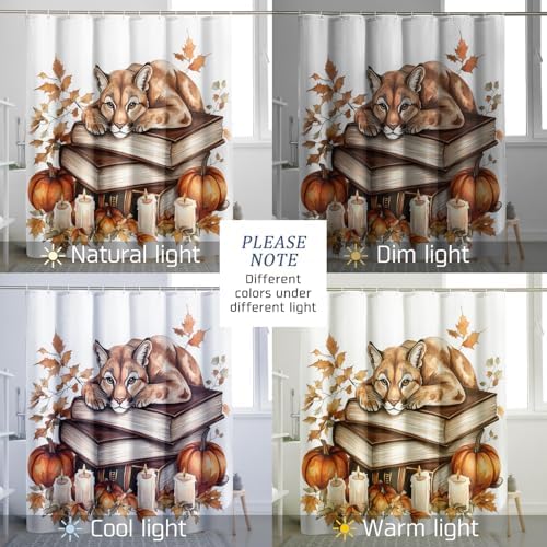 DESIHOM Fall Cougar Pumpkins Shower Curtain Set 62 Inch