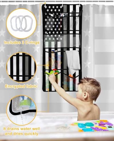 Singingin Waterproof Shower Curtain with 10 Pockets Organizer Set