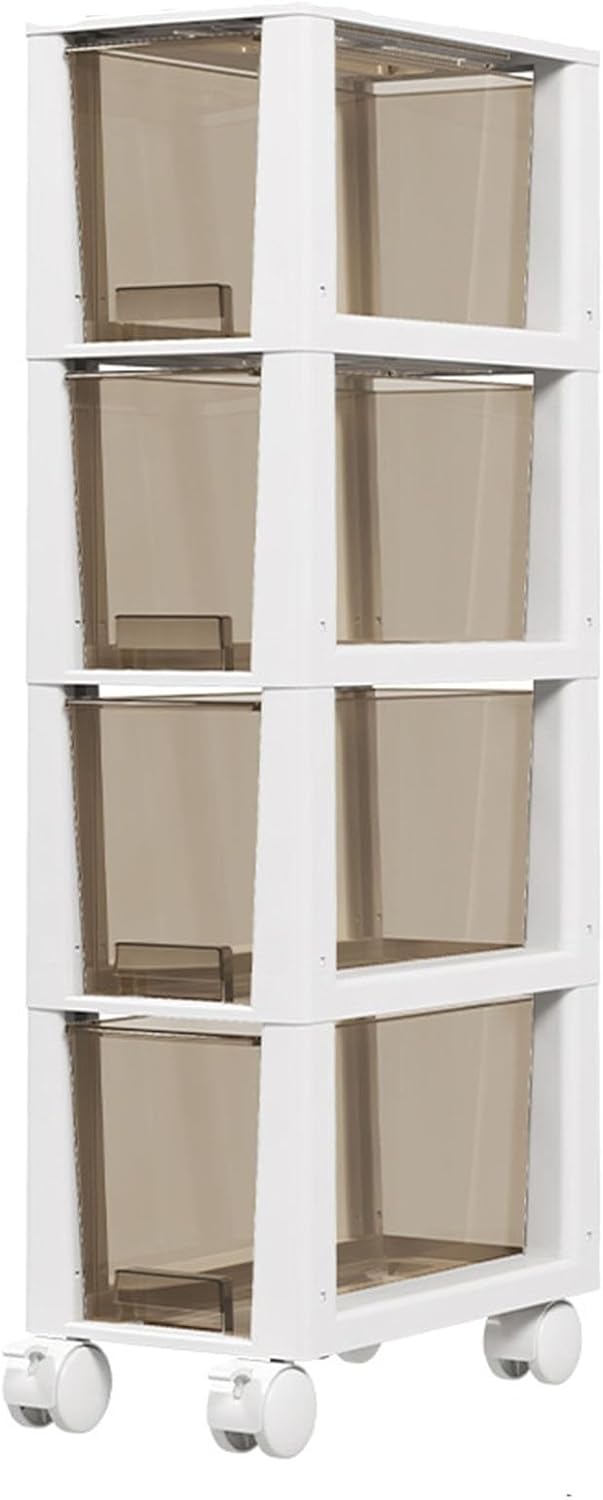 75 Inch Bathroom Storage Corner Floor Cabinet with 4 Movable Layers and Wheels