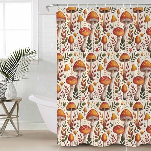 Thanksgiving 4 Pcs Waterproof Shower Curtain Set with Non-Slip Mats and Rugs