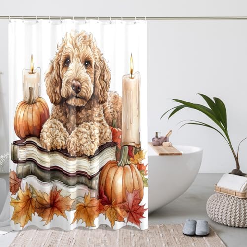 DESIHOM Fall Golden Doodle Shower Curtain Set 62 Inch