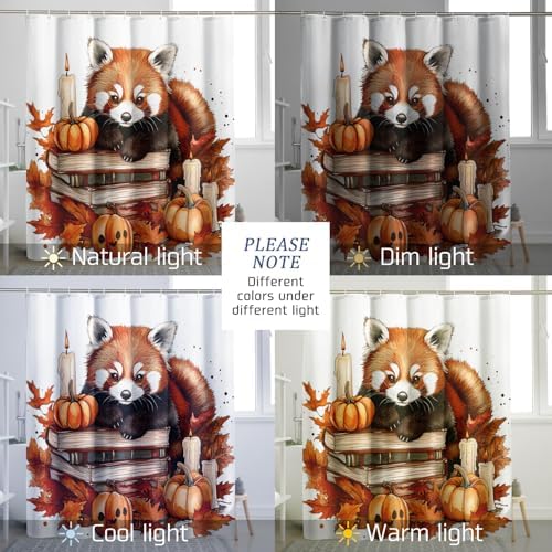 DESIHOM Fall Red Pandas Shower Curtain Set 62 Inch