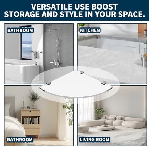2-Pack Corner Shower Shelves with Tempered Glass