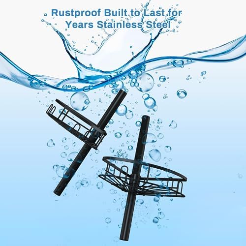 Adjustable Shower Caddy with 4 Baskets and Towel Bar
