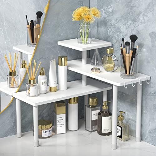 JayRex 3 Tier Bamboo Bathroom Organizer Shelf White