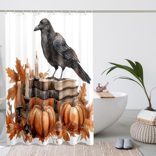 DESIHOM Fall Crow Ravens Bird Shower Curtain Set