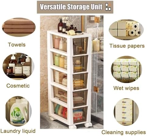 Ruiyijiou 75 Bathroom Storage Corner Shelf with Wheels