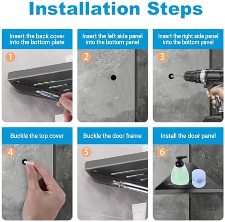 2 Pcs Black Stainless Steel Shower Corner Shelf with Screws
