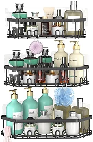 STEUGO Corner Shower Caddy 3 Pack Matte Black