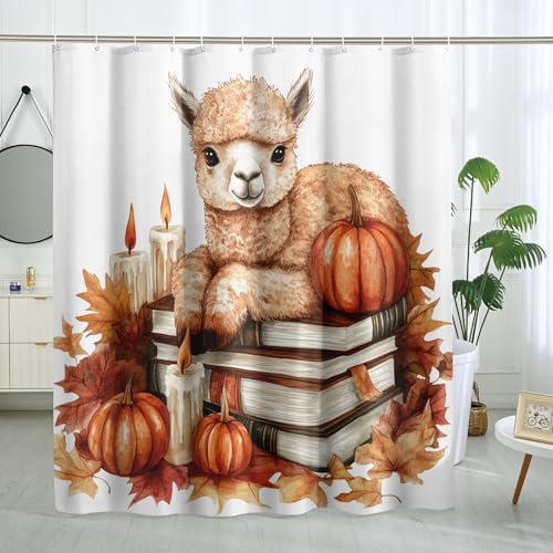 DESIHOM Fall Alpacas Llama Shower Curtain Set 62 Inch