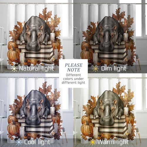 DESIHOM 72 Inch Fall Hippos Pumpkins Shower Curtain Set