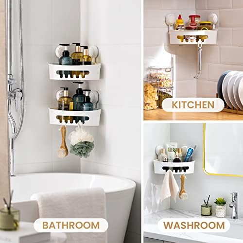 LEVERLOC Corner Shower Caddy Suction Cup White