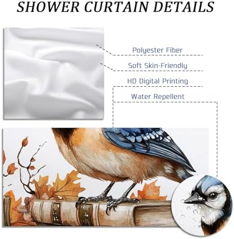 DESIHOM Fall Blue Jay Bird Shower Curtain Set 78 Inch