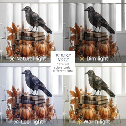 DESIHOM Fall Crow Ravens Bird Shower Curtain Set