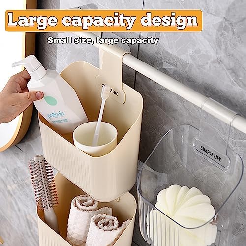 3 Pcs Hanging Shower Basket Caddy Portable Wall Storage Organizer Hanging Cup Holder for Kids Beige 20cm