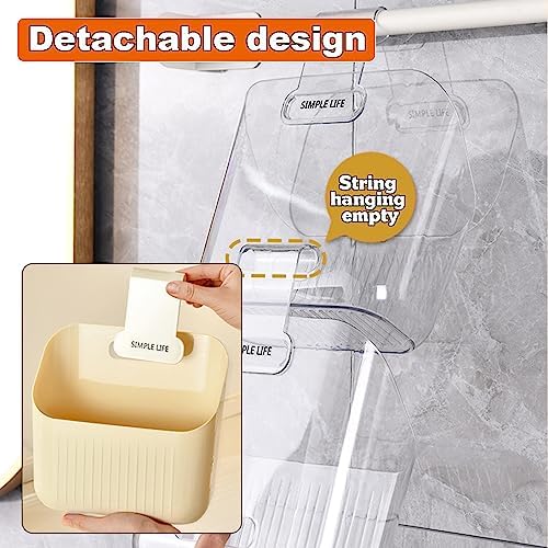 3 Pcs Hanging Shower Basket Caddy Portable Wall Storage Organizer Hanging Cup Holder for Kids Beige 20cm