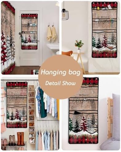 ZFUNCING Shower Curtain Organizer Set with Hooks and Storage Pockets