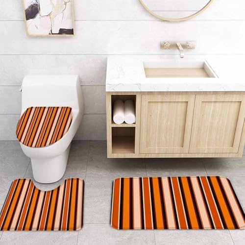 Vintage Striped 4 Piece Shower Curtain Set
