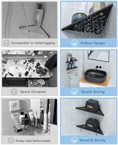 DAYONE Matte Black Corner Shower Shelf 2 Pack 10 Inch