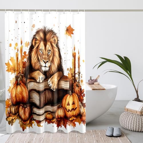 DESIHOM Fall Lion Pumpkins Shower Curtain Set 78 Inch