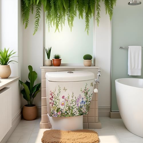 Vibrant Green Leaf Floral Toilet Lid Decals