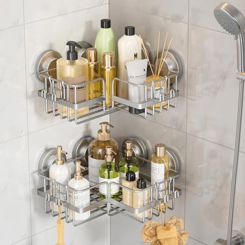 TAILI Corner Adaptive Suction Cup Shower Caddy 2 Pack