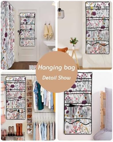 ZFUNCING Shower Curtain with Mesh Organizer and Hooks 1
