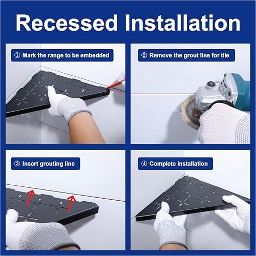 10 Inch Corner Shower Shelf 2 Pack Matte Black Stainless Steel