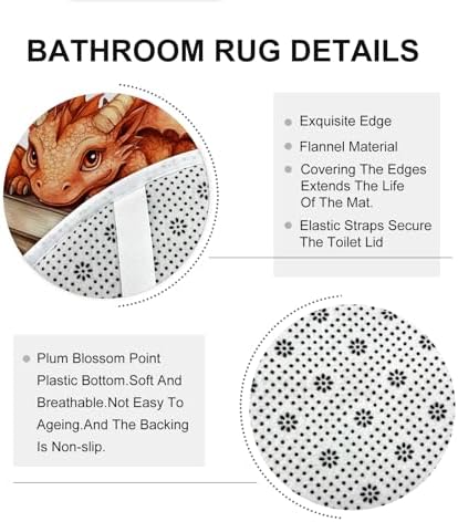 4PCS Fall Dragons Pumpkins Shower Curtain Set with Non Slip Rug and Toilet Lid Cover Mat