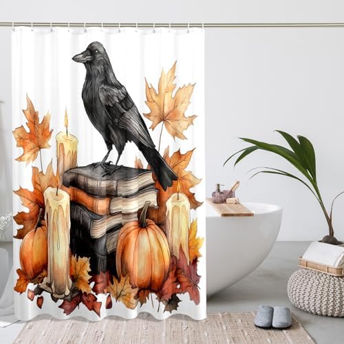DESIHOM Fall Crow Ravens Bird Shower Curtain Set 72 Inch