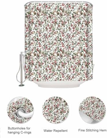 ZFUNCING Shower Curtain with Mesh Organizer and 10 Pockets