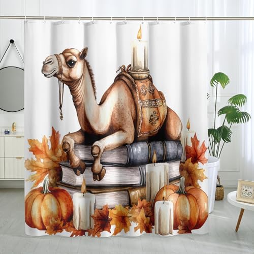 DESIHOM Fall Camels Pumpkins Shower Curtain Set