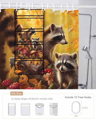 QueenKer 72x78 Inch Shower Curtain Set with Hanging Organizer