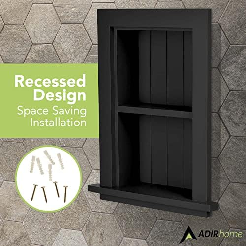 AdirHome Recessed Wall Mount Storage Cabinet Black