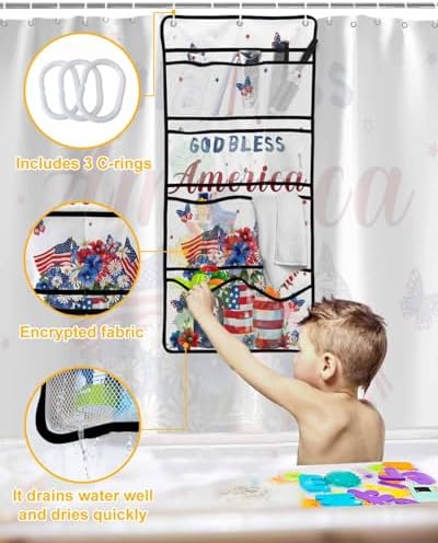 ZFUNCING Watercolor Flower Flag Shower Curtain Set