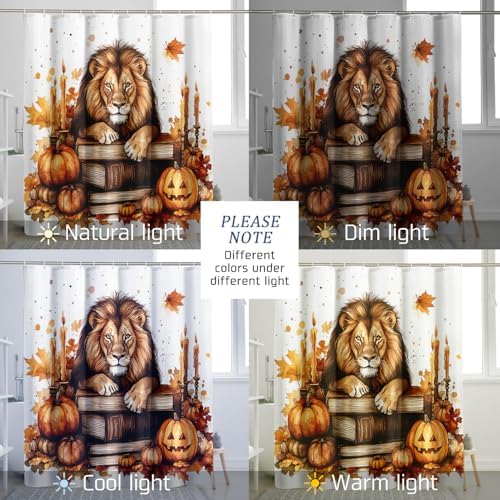 DESIHOM Fall Lion Pumpkins Shower Curtain Set 78 Inch