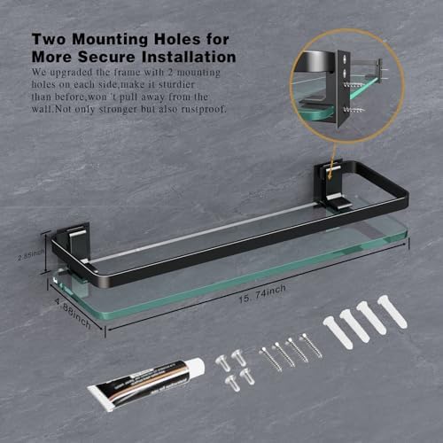 VOLPONE 3 Tier Black Bathroom Wall Shelf