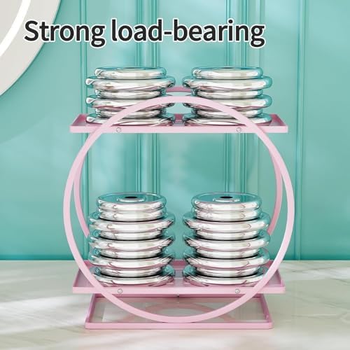 Pink Perfume Organizer for Vanity 2-Tier Bathroom Storage Shelf Large Capacity Metal Skincare Display Stand
