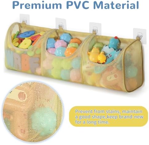 DOCMON Bath Toy Storage with 3 Compartments - Yellow