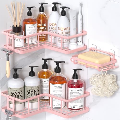 YASONIC Corner Shower Caddy Organizer 3-Pack Pink