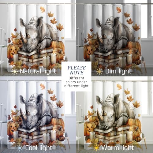 Desihom Fall Rhinos Pumpkins Shower Curtain Set 62W x 72L