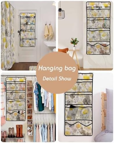 ZFUNCING Floral Shower Curtain Set with 10 Pockets
