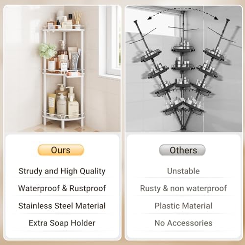 ELYKEN Corner Shower Caddy 3 Tier Rustproof Organizer White