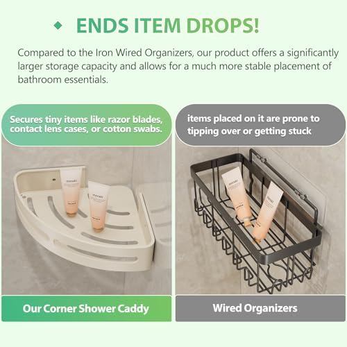 Geobella Adhesive Shower Corner Caddy 2-Pack Cream