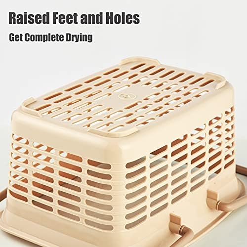 Alink Plastic Shower Caddy Basket with Handle Khaki