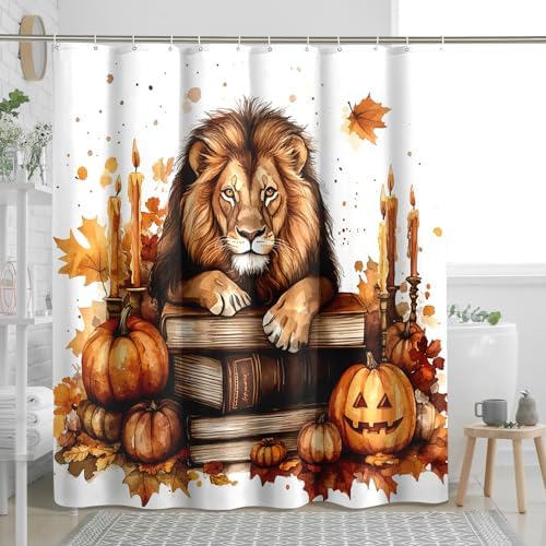 DESIHOM Fall Lion Pumpkins Shower Curtain Set 78 Inch