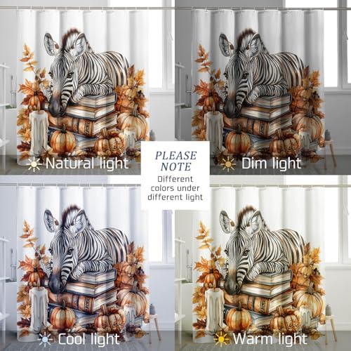 DESIHOM Fall Zebras Pumpkins Shower Curtain Set