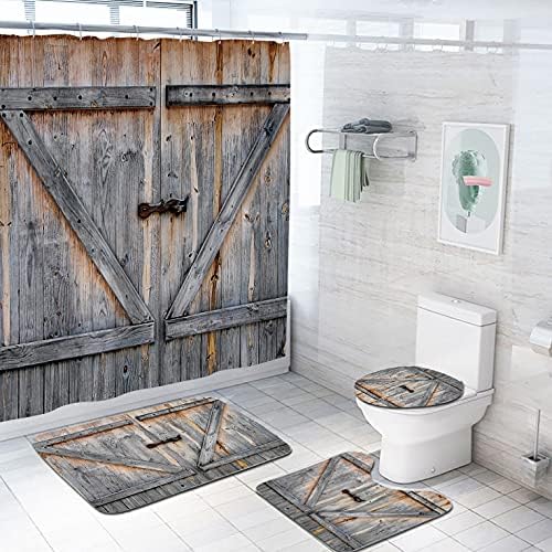 Coxila Rustic Farmhouse Shower Curtain Set 4 Pcs